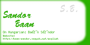 sandor baan business card